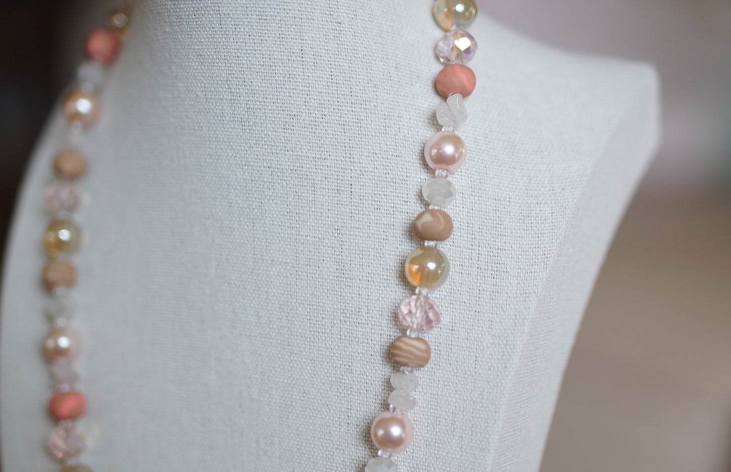 Beaded Necklace - "Strawberry Mocha"