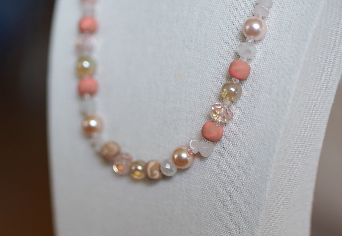 Beaded Necklace - "Strawberry Mocha"