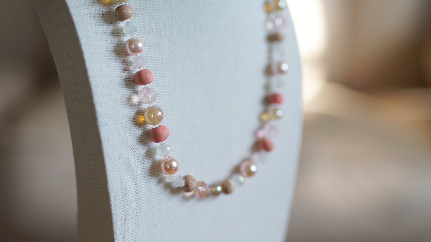 Beaded Necklace - "Strawberry Mocha"