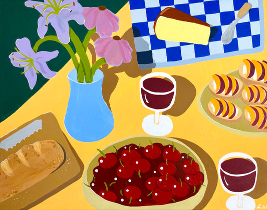 "Cherries and Wine" Original Painting