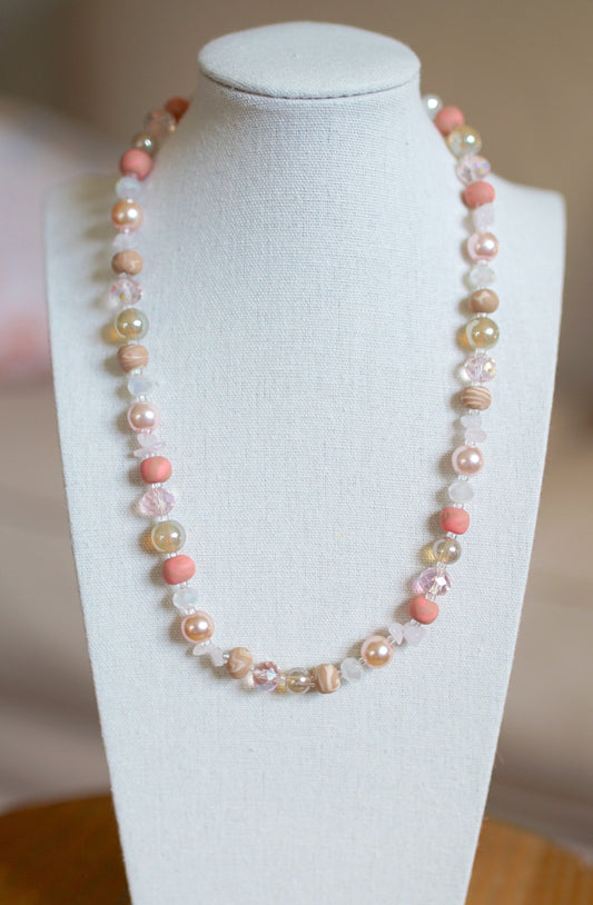 Beaded Necklace - "Strawberry Mocha"